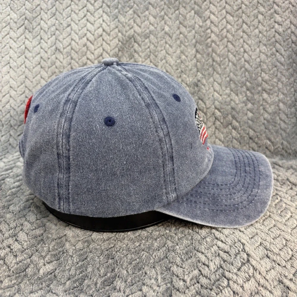 USA American Flag Embroidered Dad Hat Washed Blue Cotton Adjustable Baseball Cap